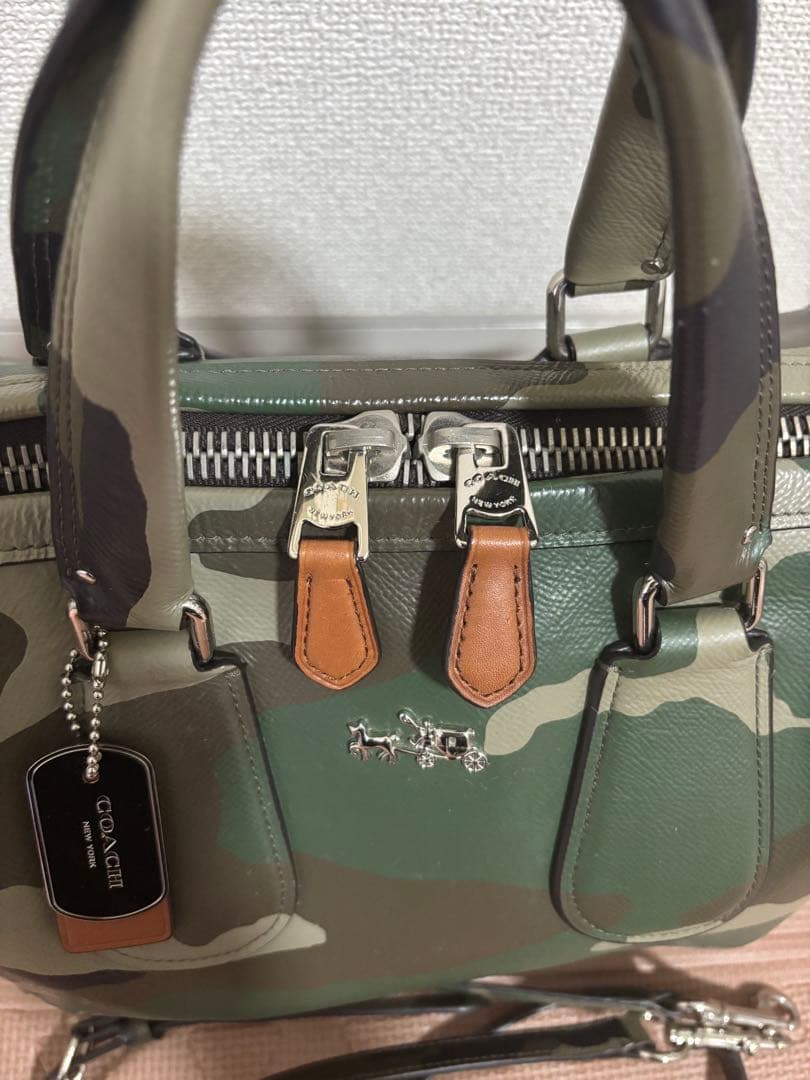 COACHコーチ サリーサッチェル カモフラージュ 2WAYバッグ 迷彩 レザー