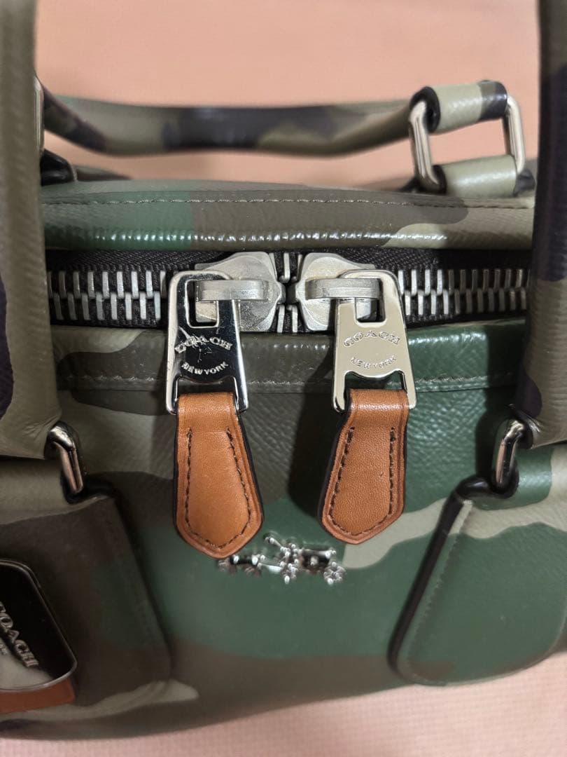 COACHコーチ サリーサッチェル カモフラージュ 2WAYバッグ 迷彩 レザー