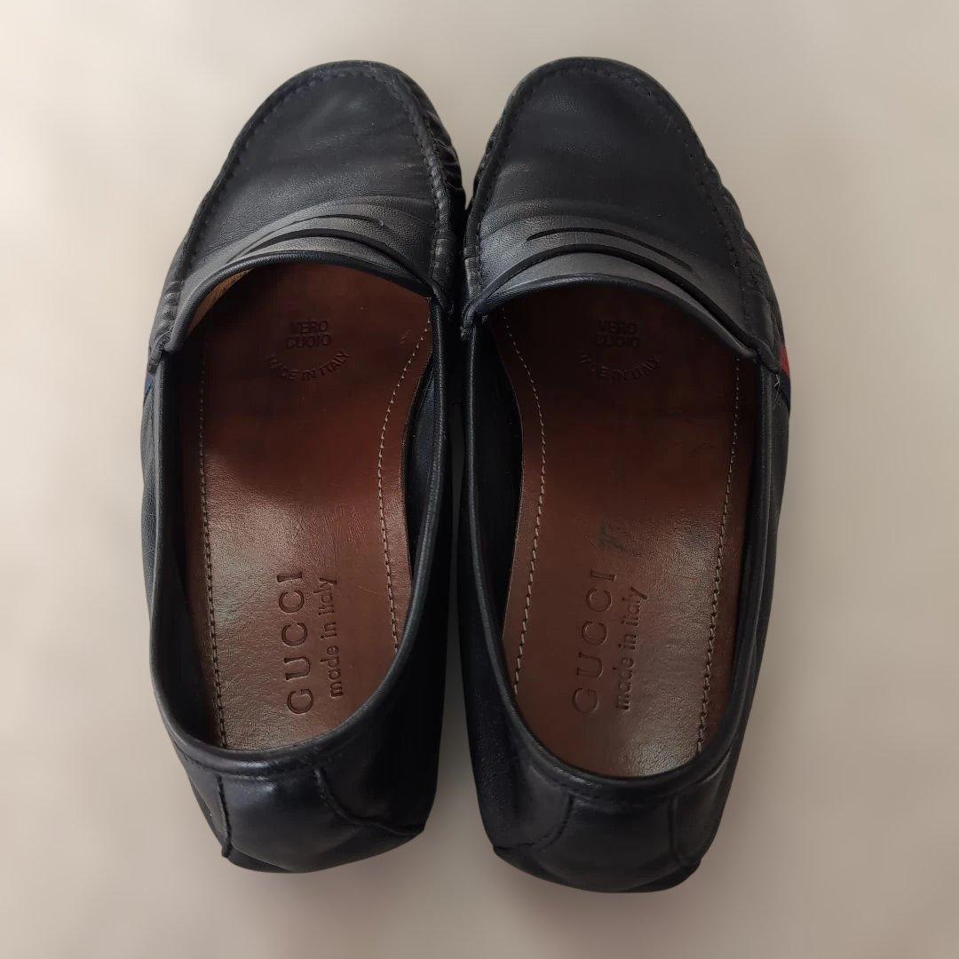 ✧訳あり【グッチ】ローファー紺　ドライビングシューズ　シェリーライン