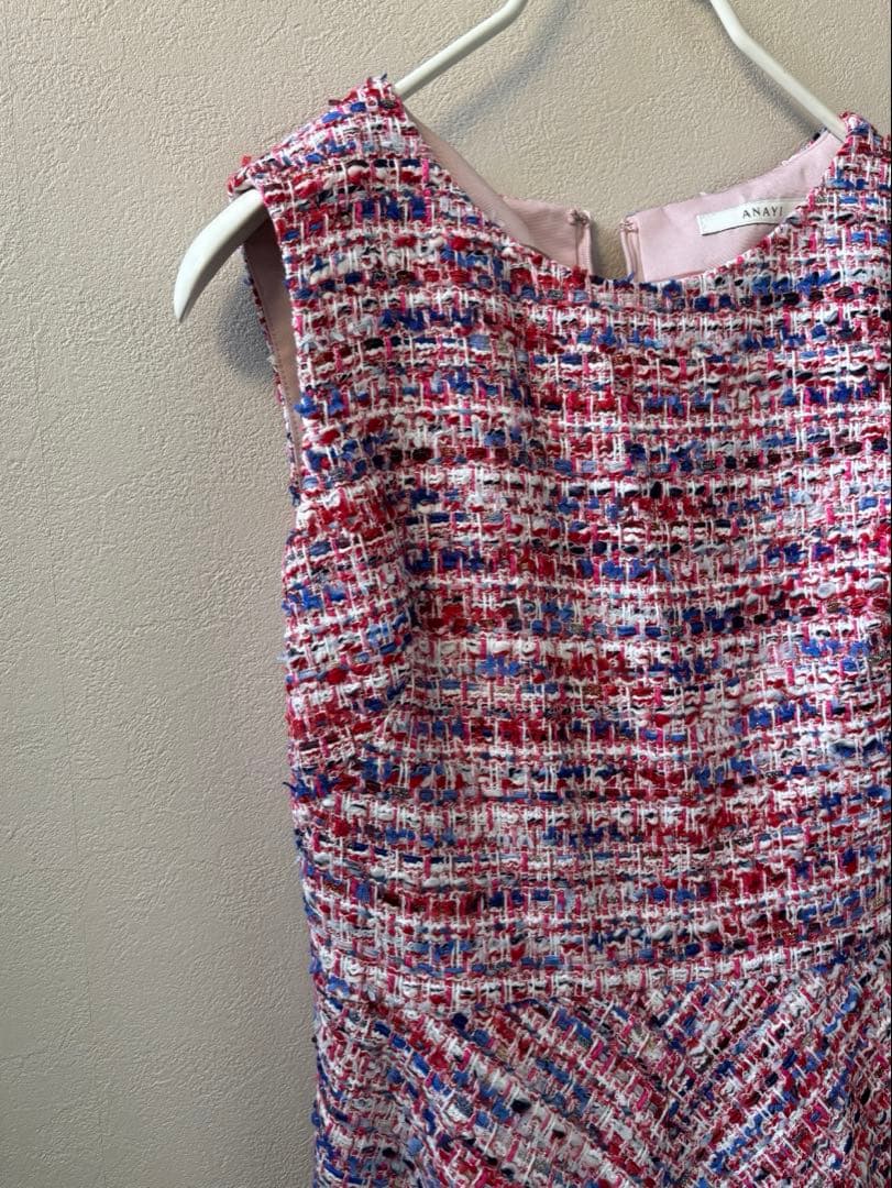 ANAYI 24SS レッドツイードバイヤスワンピース 34