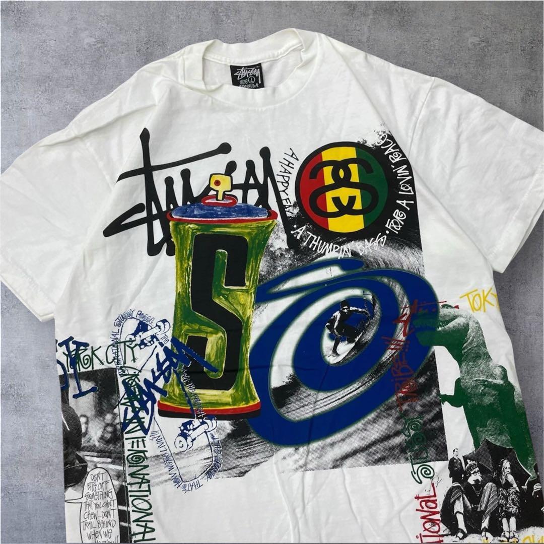 STUSSY ステューシー mulch print プリント Tシャツ L