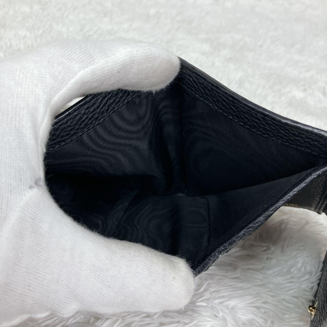 美品✨️ 現行 ミュウミュウ 折り財布 ヴィッテロダイノ ロゴ金具 レザー 黒