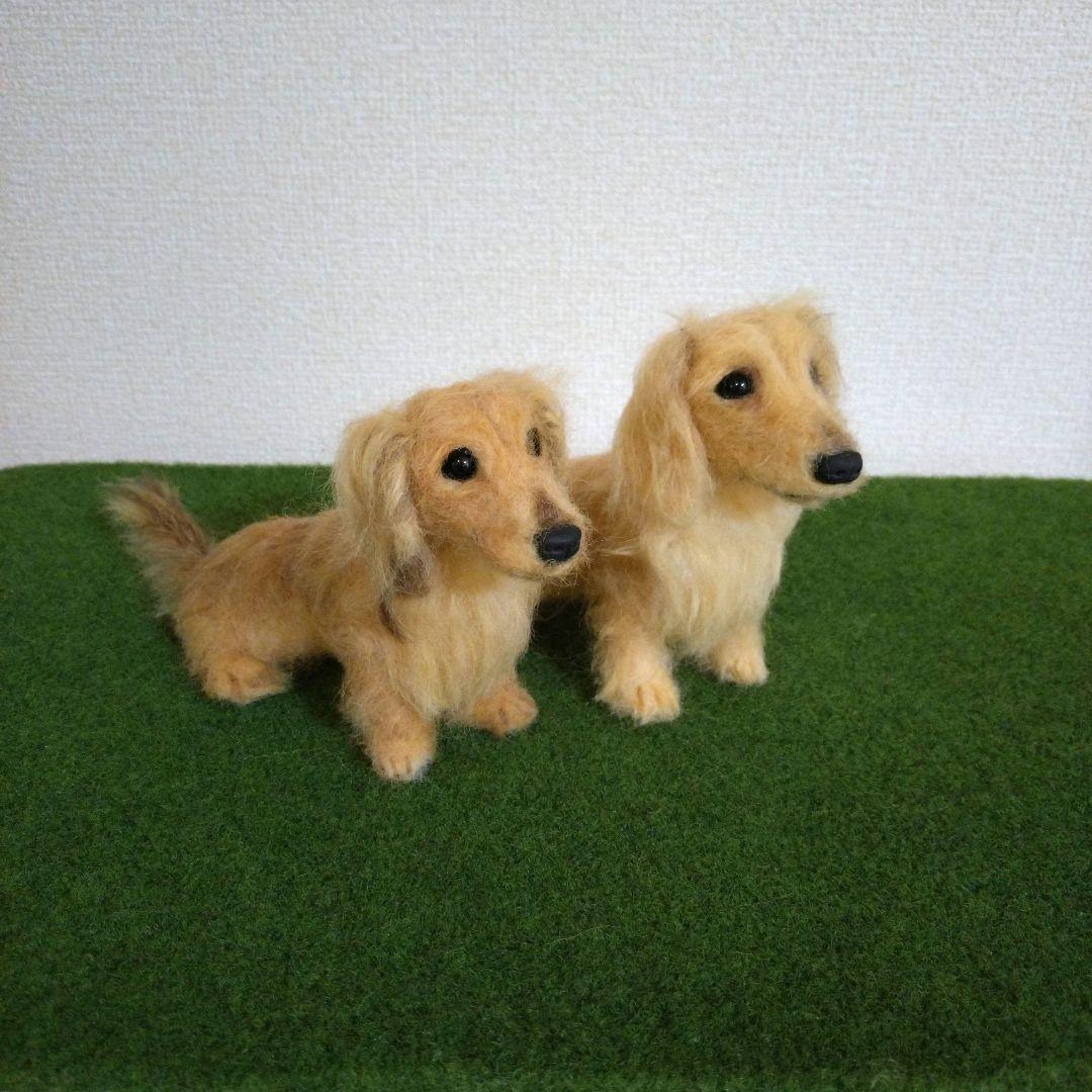 non　羊毛フェルト　犬　ミニチュアダックスフンド【２匹】ハンドメイド