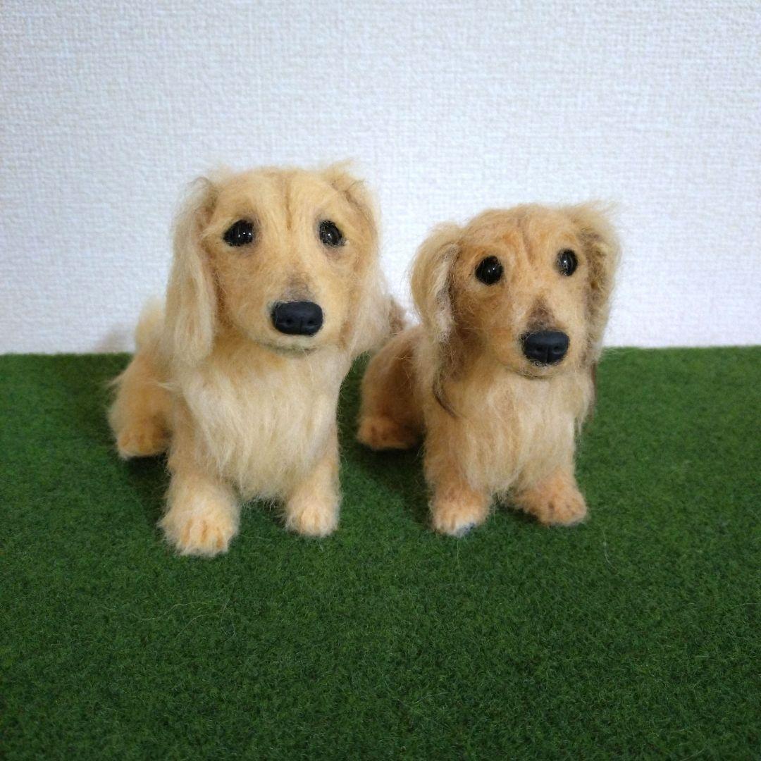 non　羊毛フェルト　犬　ミニチュアダックスフンド【２匹】ハンドメイド