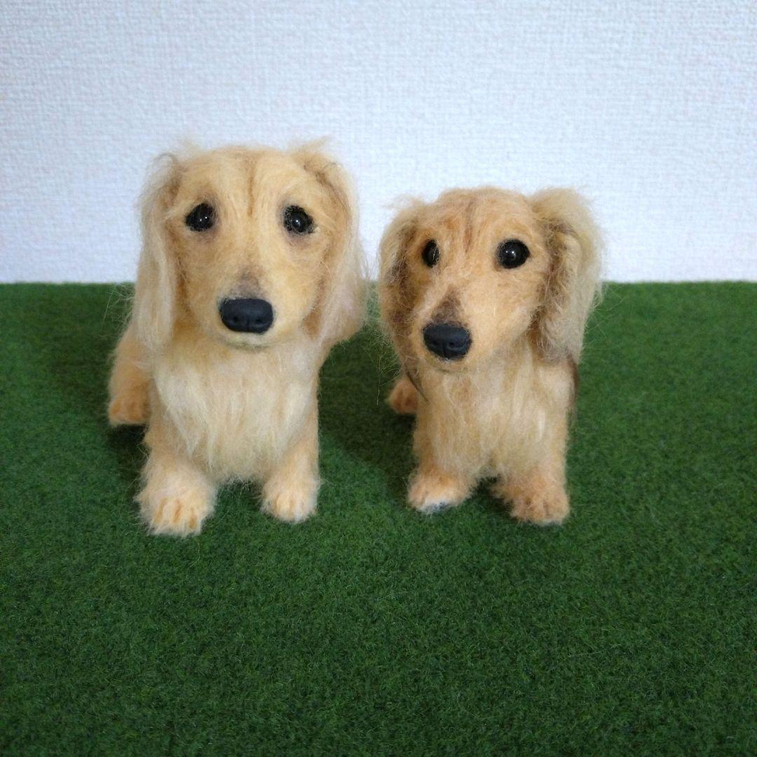 non　羊毛フェルト　犬　ミニチュアダックスフンド【２匹】ハンドメイド
