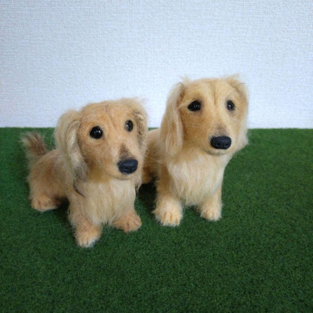 non　羊毛フェルト　犬　ミニチュアダックスフンド【２匹】ハンドメイド