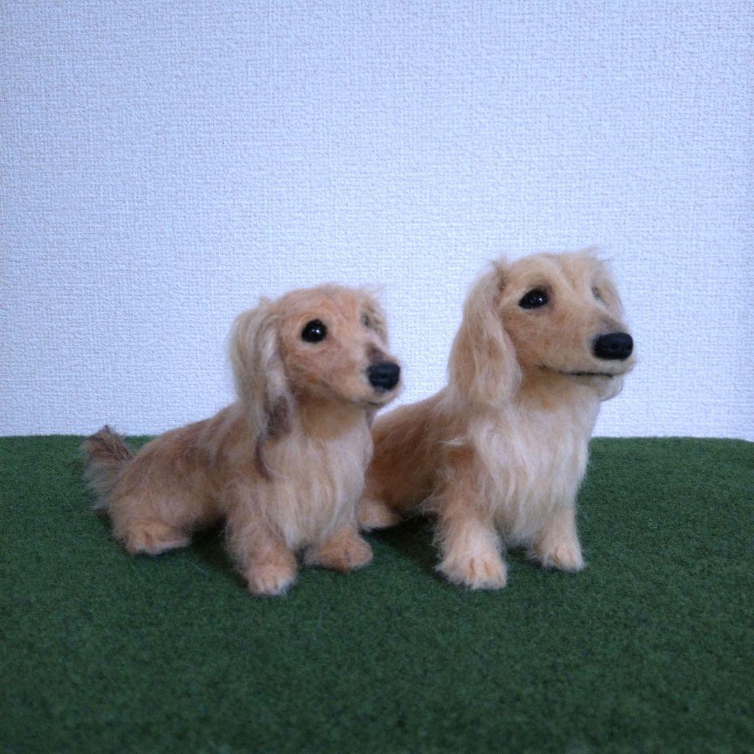 non　羊毛フェルト　犬　ミニチュアダックスフンド【２匹】ハンドメイド