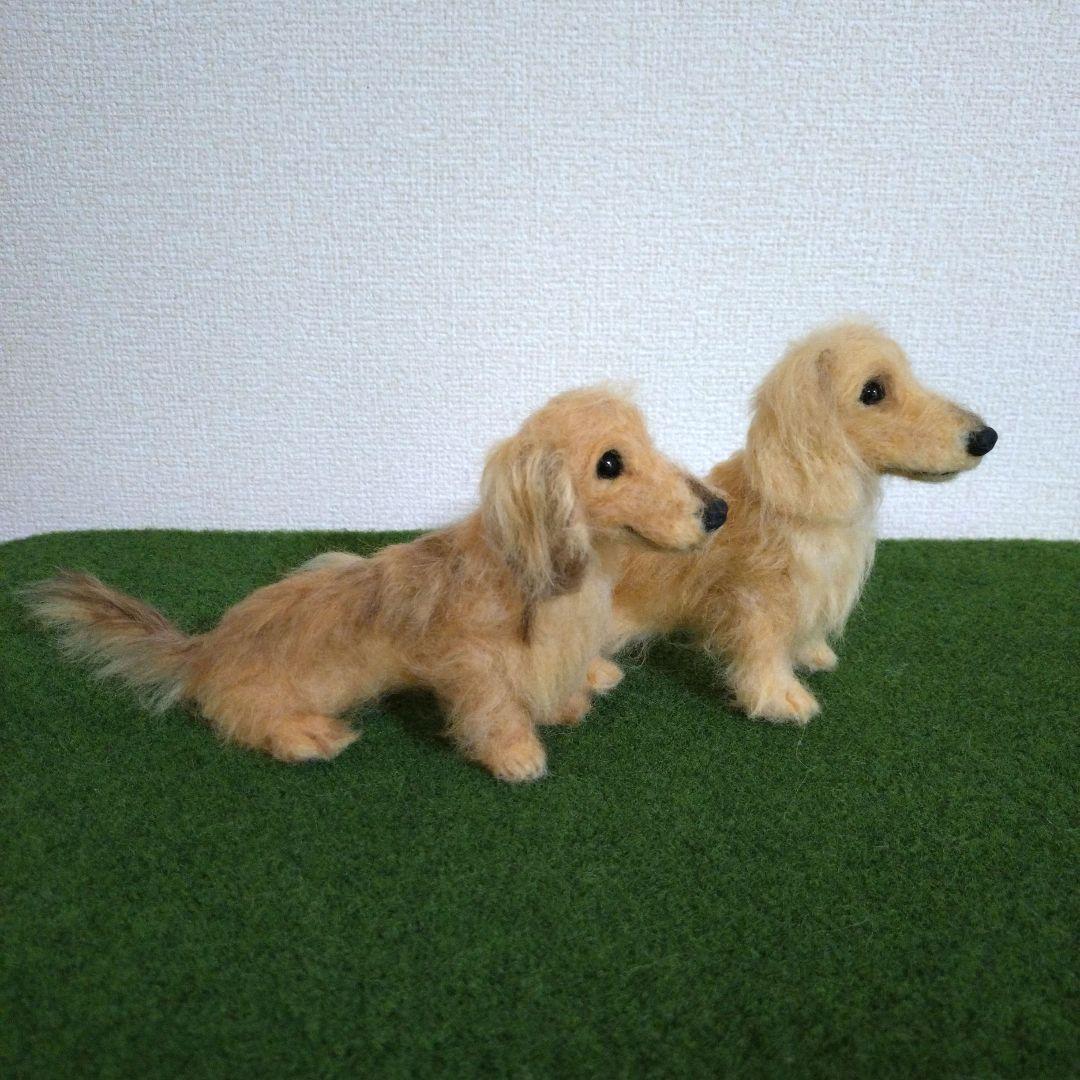 non　羊毛フェルト　犬　ミニチュアダックスフンド【２匹】ハンドメイド