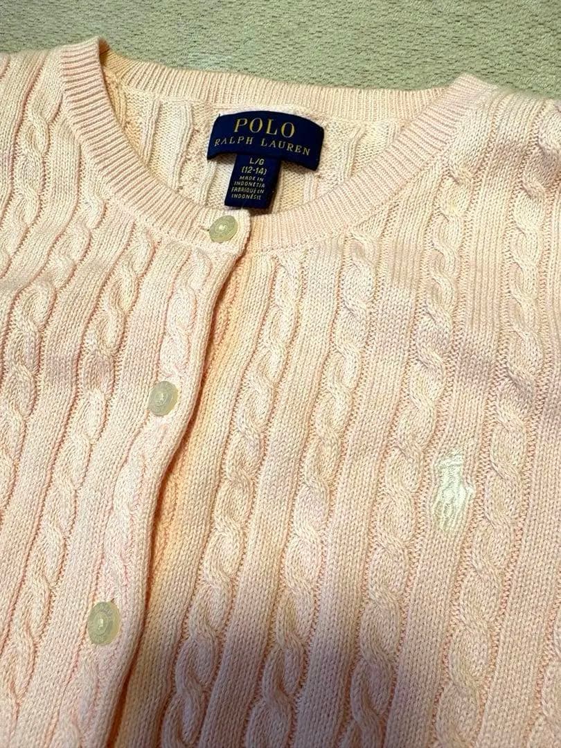 Polo Ralph Lauren ピンク ミニケーブルコットンカーディガン　S