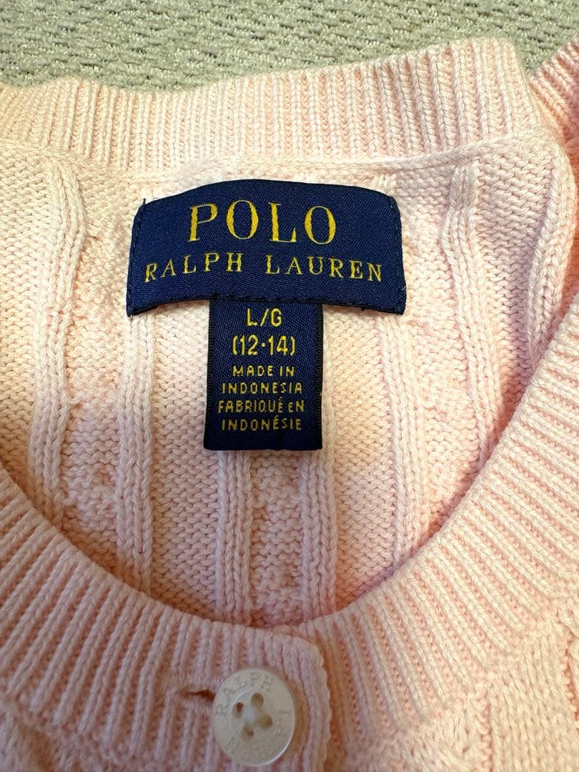 Polo Ralph Lauren ピンク ミニケーブルコットンカーディガン　S