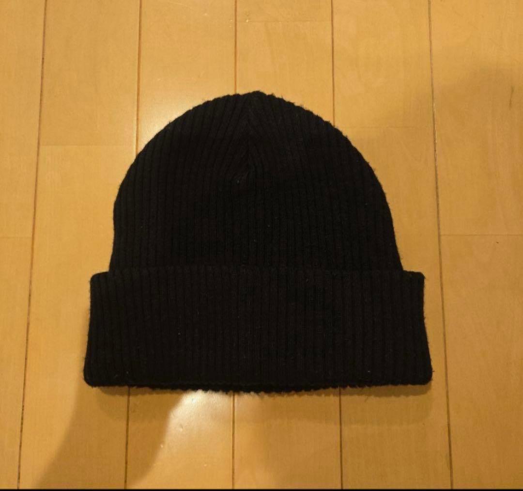 Supreme 黒 ニット帽 100%アクリル