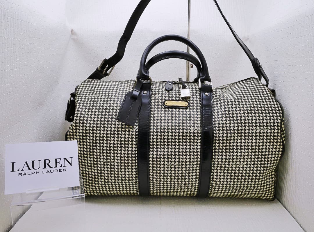 ★美品　RALPH LAUREN ラルフローレン　千鳥柄ボストンバッグ　ショルダ