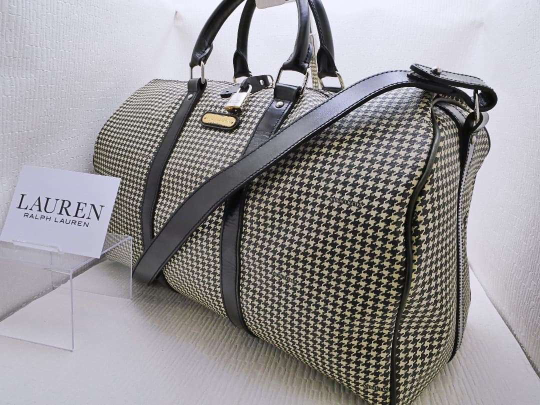 ★美品　RALPH LAUREN ラルフローレン　千鳥柄ボストンバッグ　ショルダ