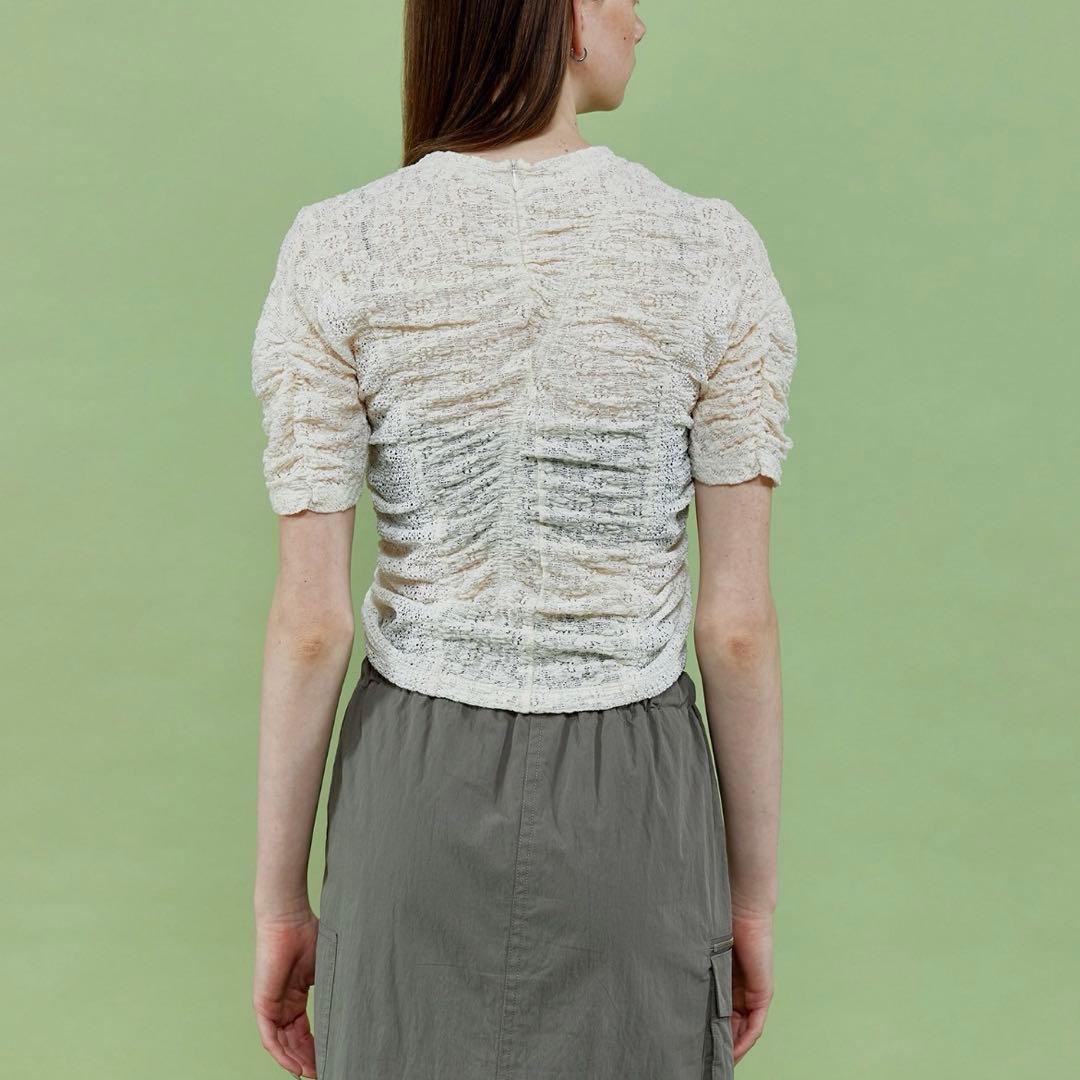 値下MAISON SPECIAL Lace Shirring Tops ホワイト