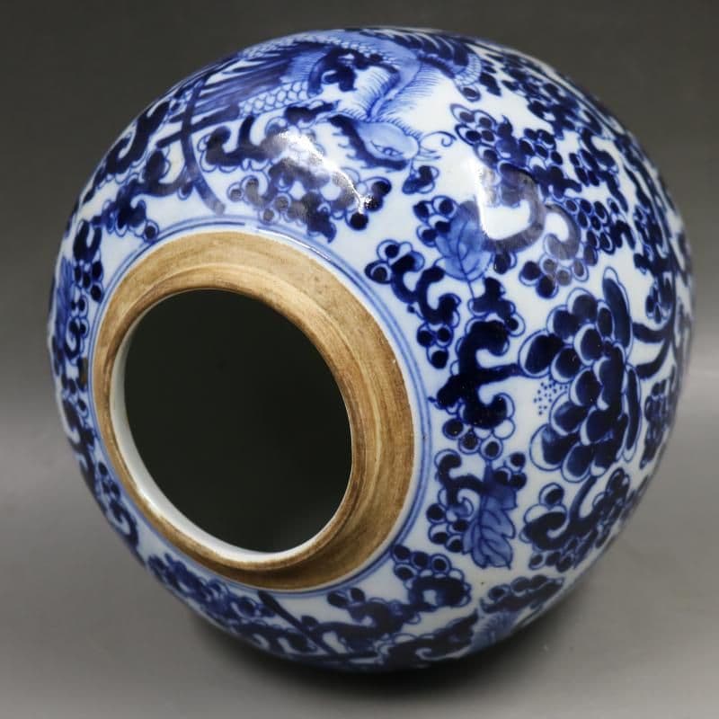 中国美術品 青花磁花鳳紋壺 景徳鎮 陶磁器 装飾品 現代工芸品 美術品 置物