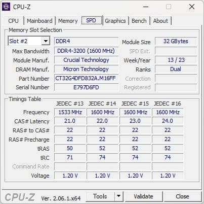 【動作確認済】Crucial DDR4-3200 64GB 32GBx2枚