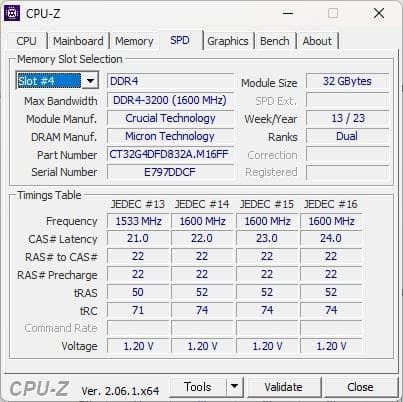 【動作確認済】Crucial DDR4-3200 64GB 32GBx2枚