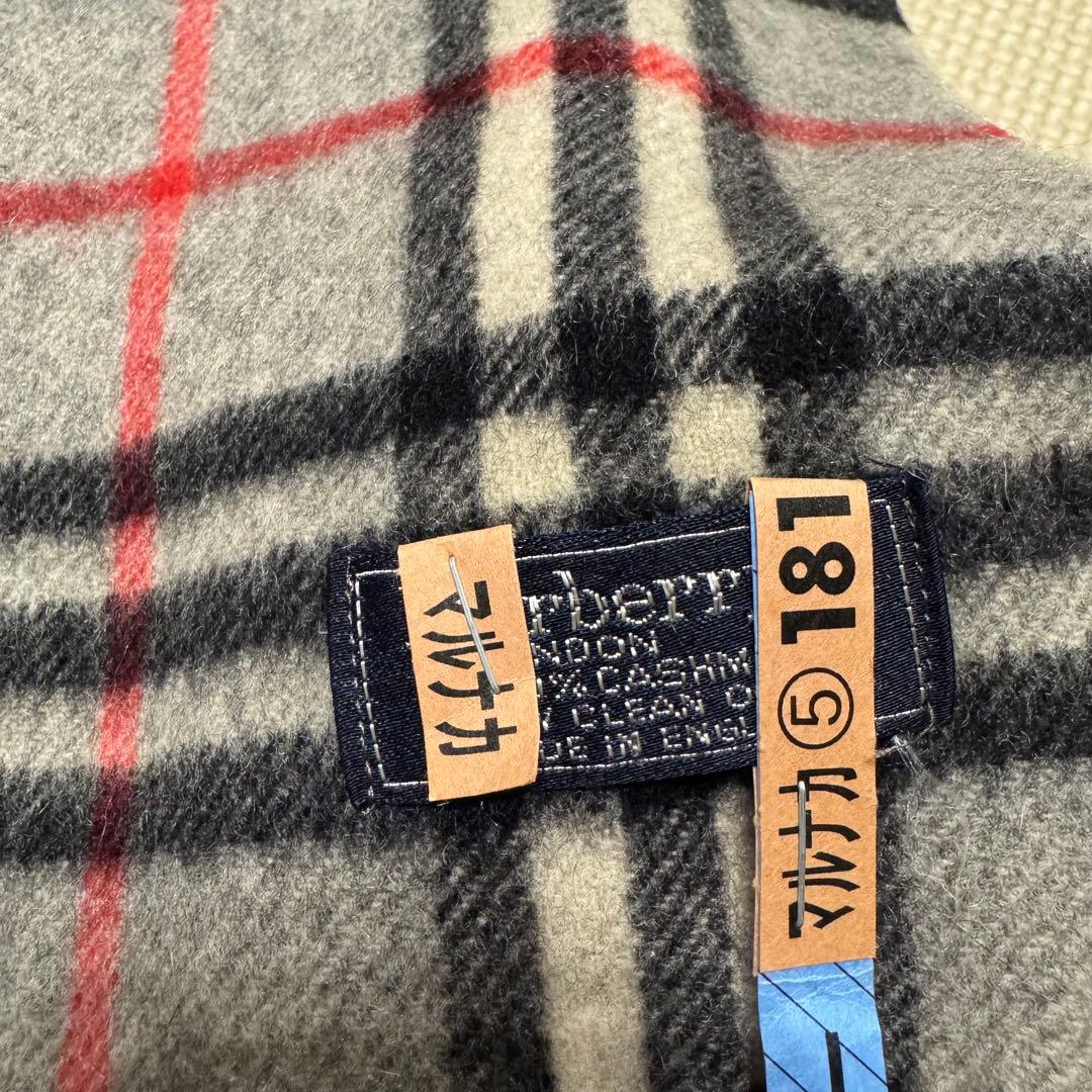 【美品】Burberry チェック柄 カシミア100% マフラー グレー 定番