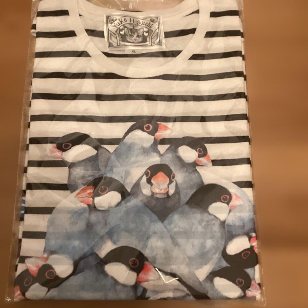 ボリス雑貨店　ヒグチユウコ　Tシャツ　しましまとりあたま（桜文鳥）
