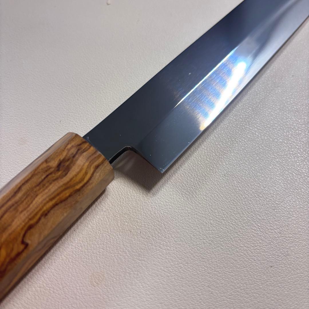 270mm 切付柳刃包丁 鏡面　オリーブ材八角柄 刺身包丁 全鋼～