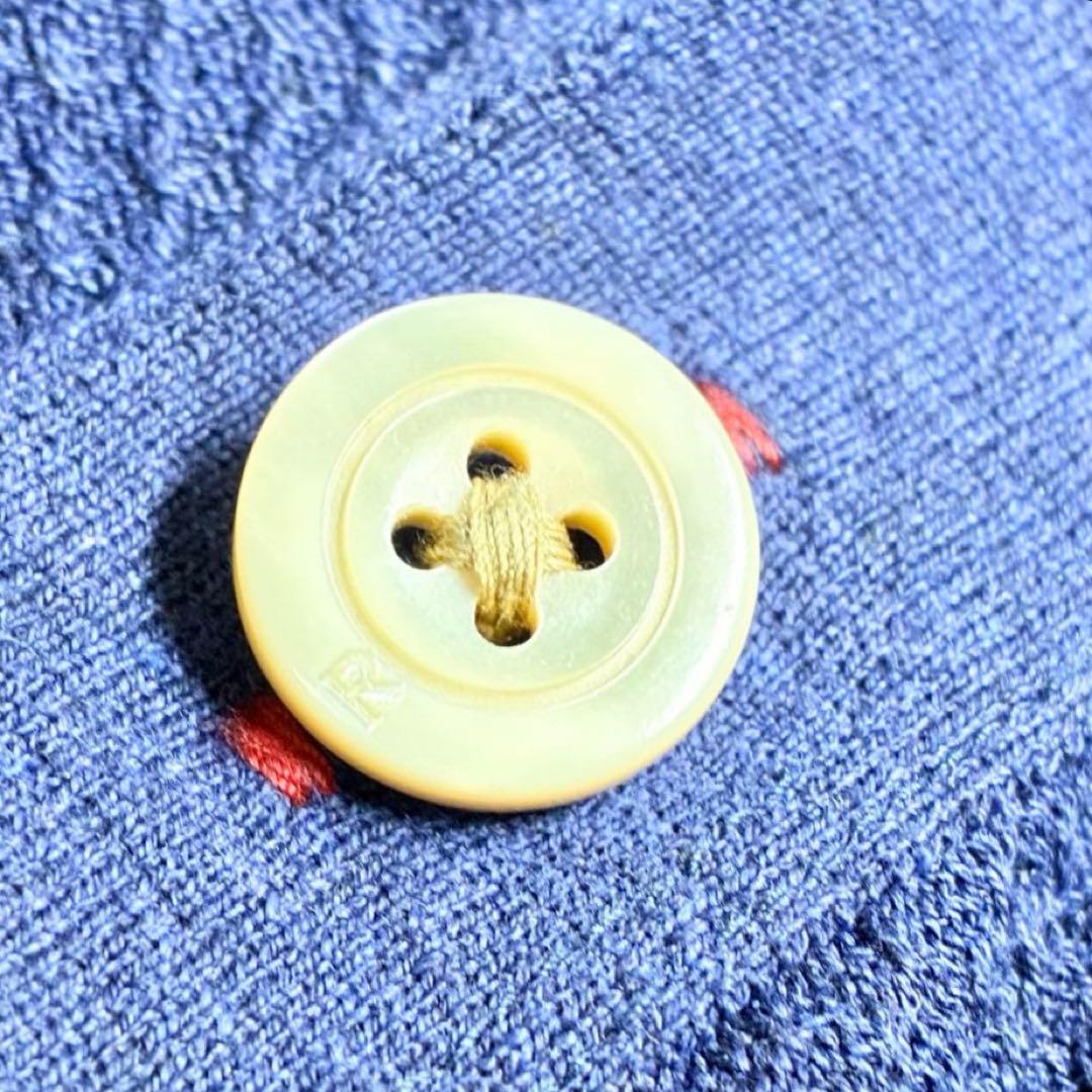 【美品】　45R カーディガン　長袖　ポケット　コットン　薄手　ネイビー