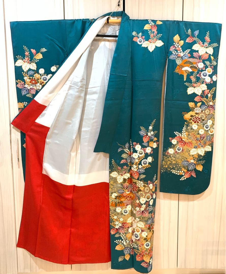 TASMC3 振袖　正絹　手描友禅　中古　花　美品　tjk003