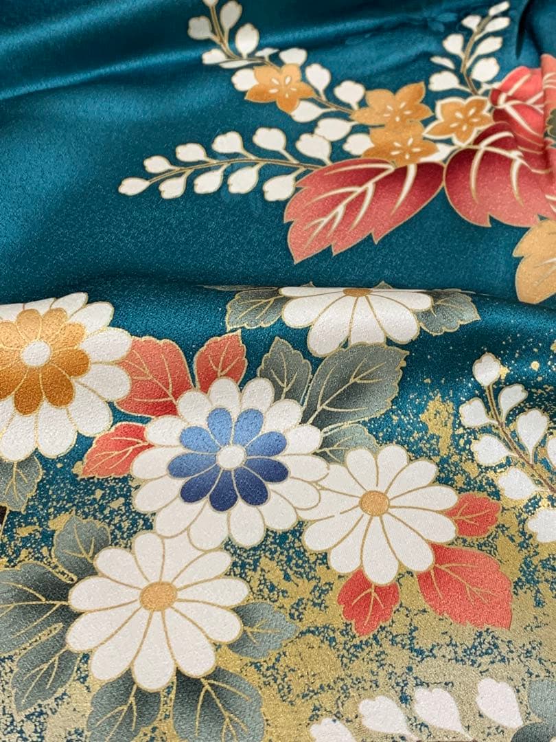 TASMC3 振袖　正絹　手描友禅　中古　花　美品　tjk003