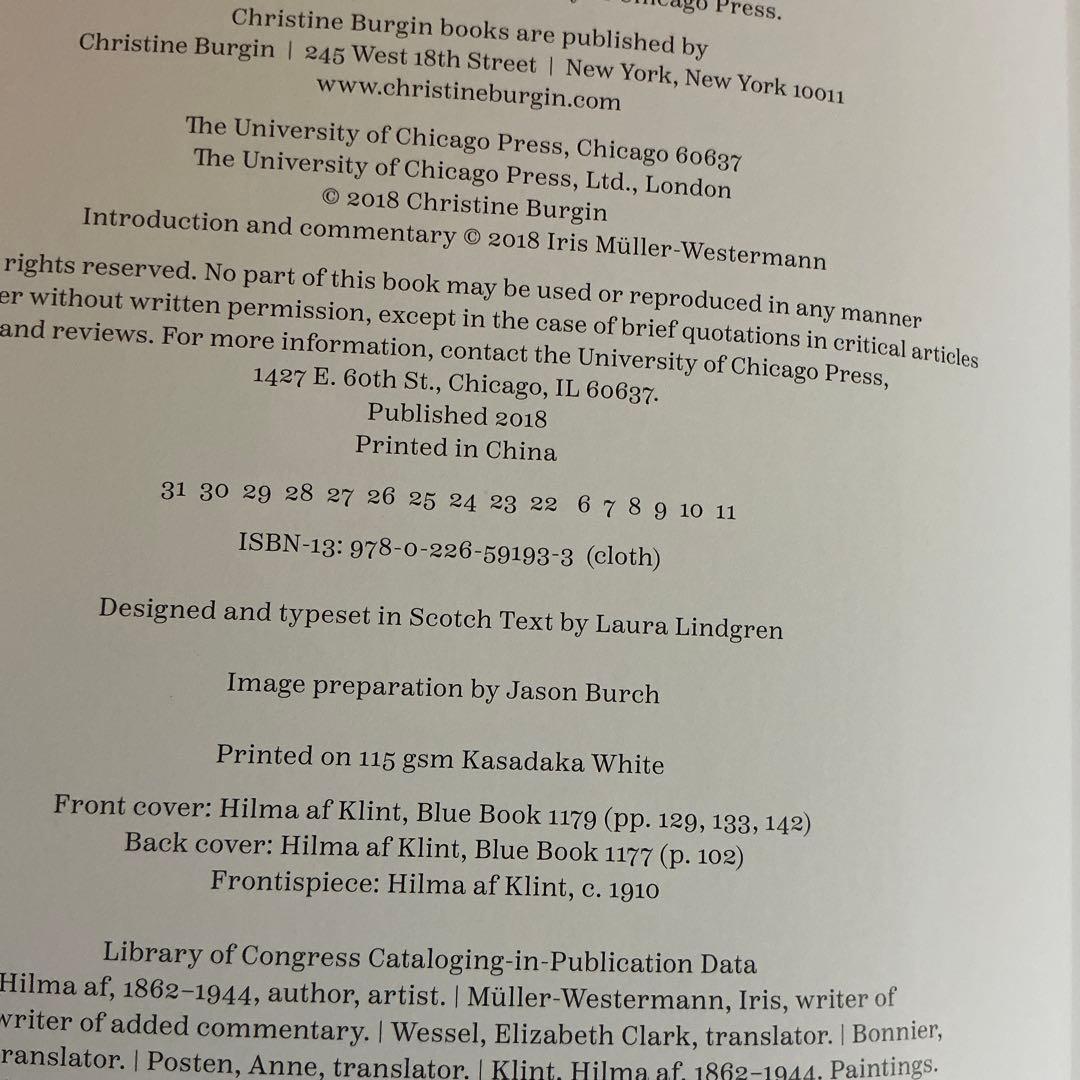 洋書 HILMA AF KLINT Notes and Methods