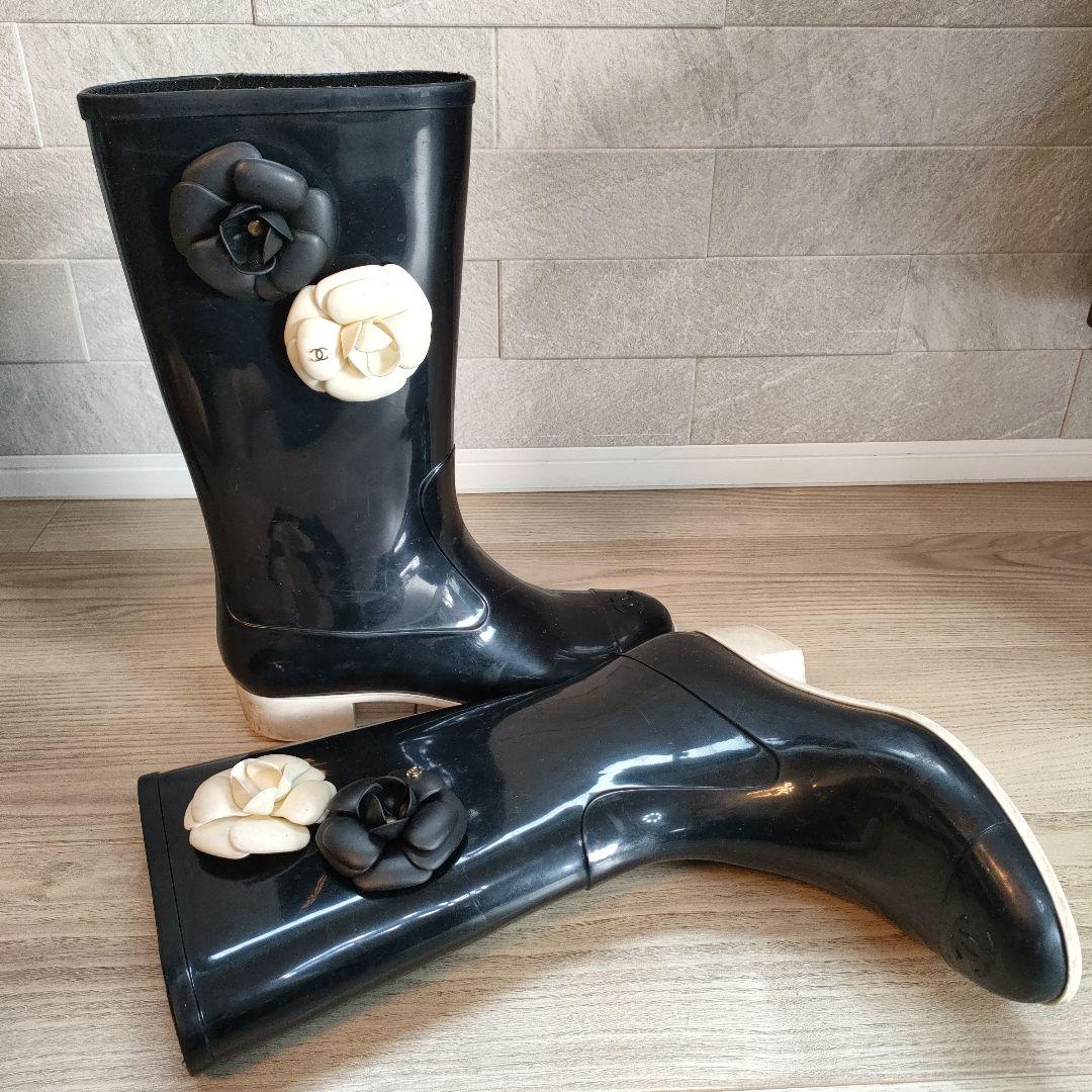 シャネル　CHANEL　レインブーツ　レインシューズ　レディース　40