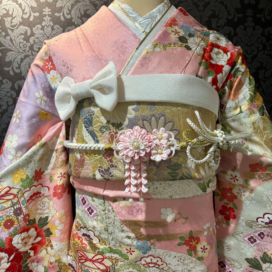 美品　古典柄　貝桶　金糸　金彩　逸品　振袖　フルセット 振り袖