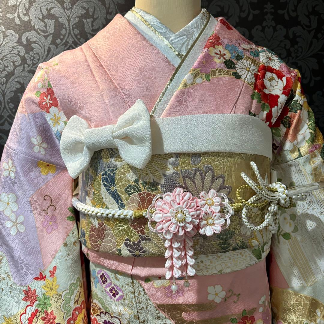 美品　古典柄　貝桶　金糸　金彩　逸品　振袖　フルセット 振り袖