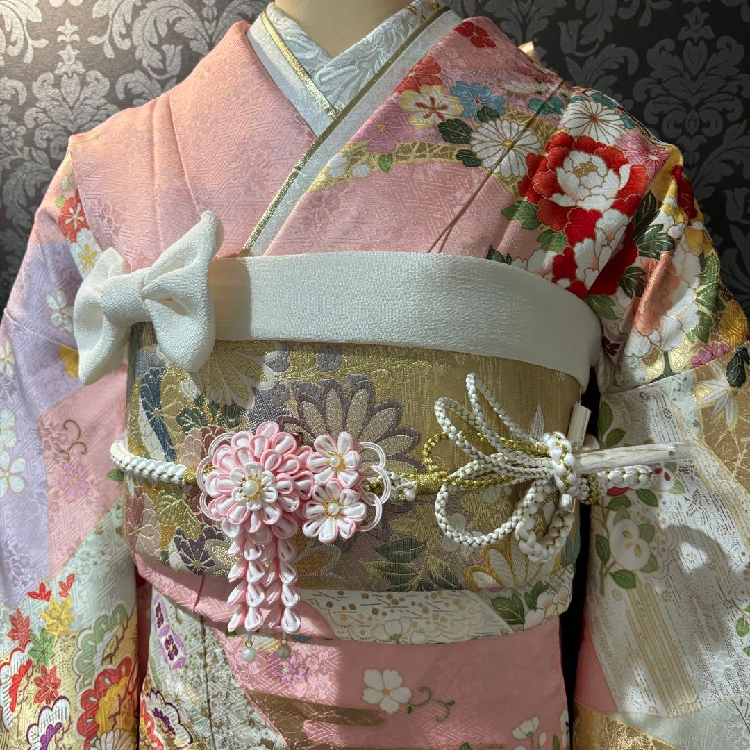 美品　古典柄　貝桶　金糸　金彩　逸品　振袖　フルセット 振り袖