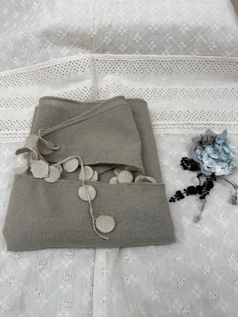 ♪麗♪REI♪ウールモチーフ付きストール美品♪