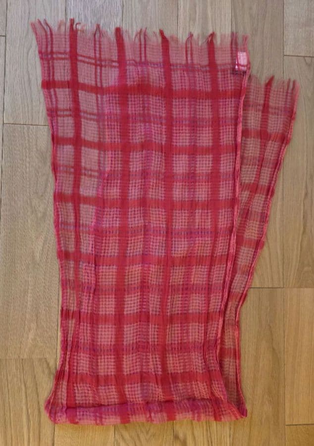 【良品】Y’s/ワイズ　ストール　チェック　赤