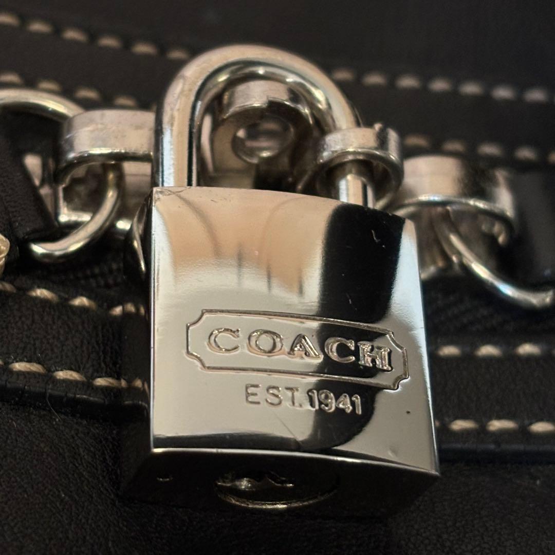 値下げ不可‼️ COACH 南京錠&クロシェット付き レザーボストンバッグ
