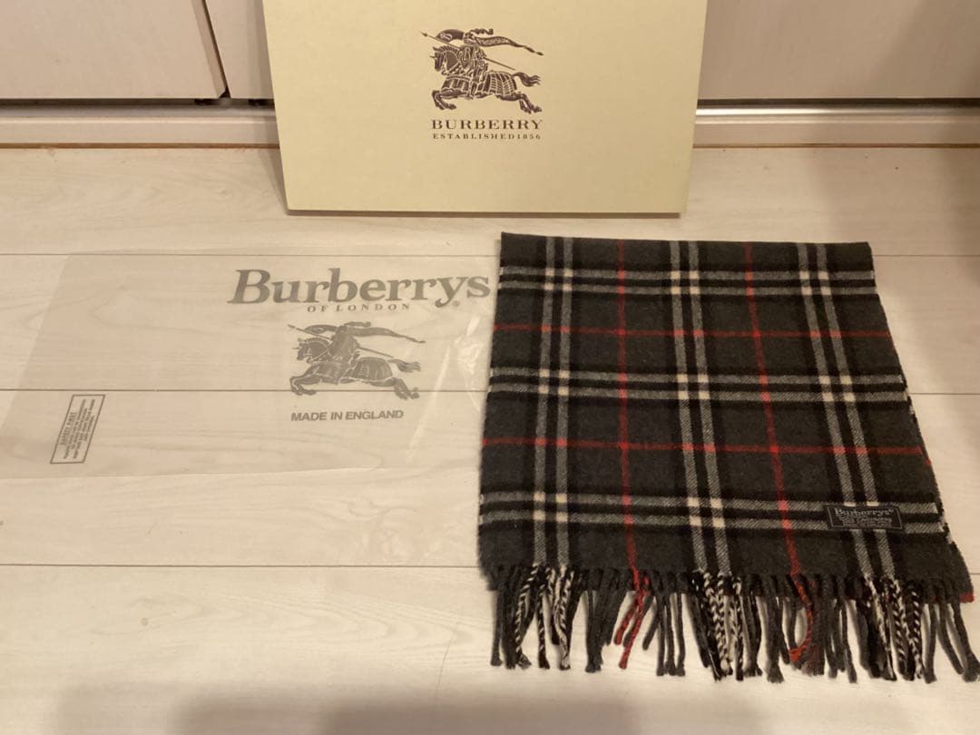 未使用美品保存袋付きカシミアバーバリーBurberrys チェック柄マフラー本物