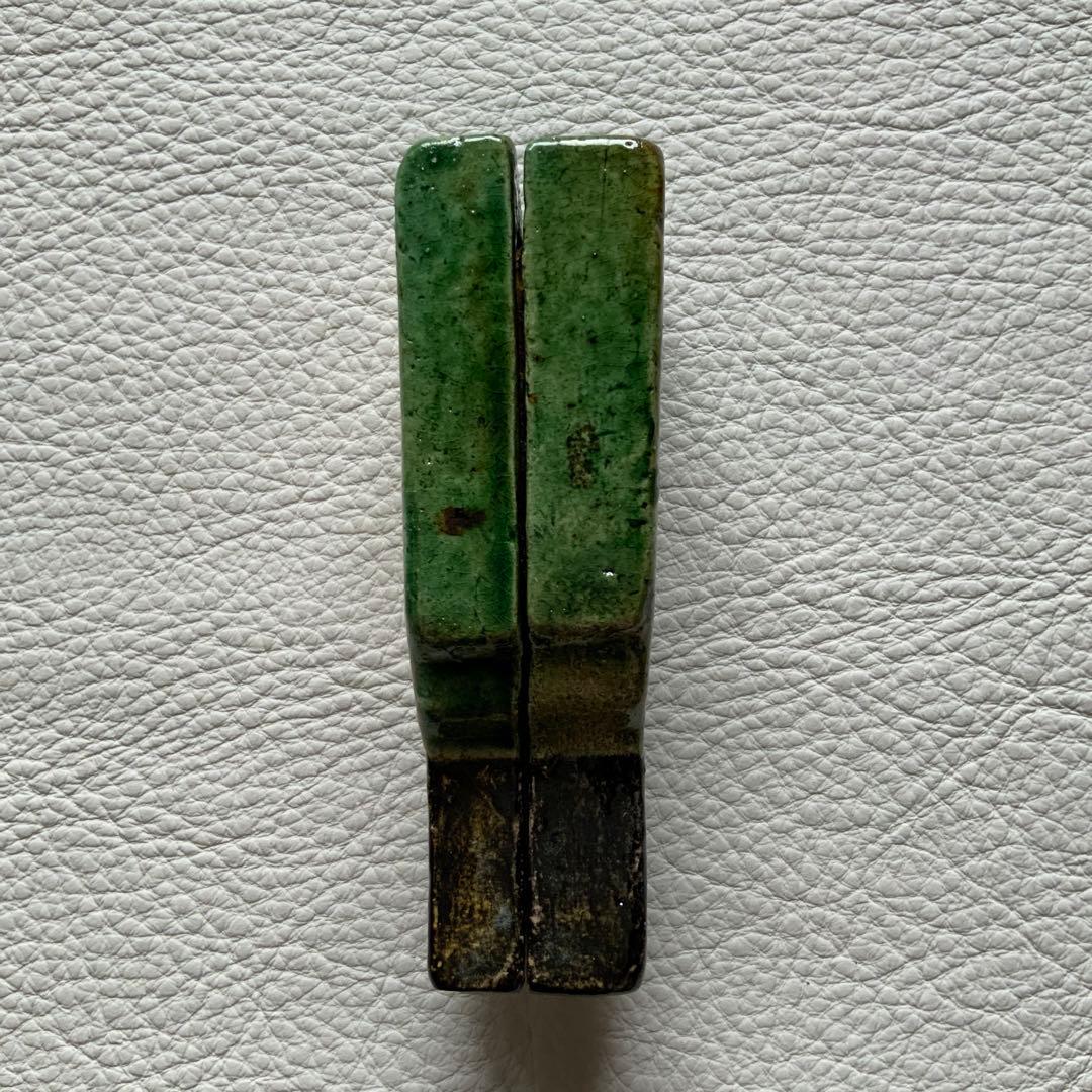 茶道具　八事窯　中村道年尼造　扇面香合　共箱　9.7×3.8×2.9cm