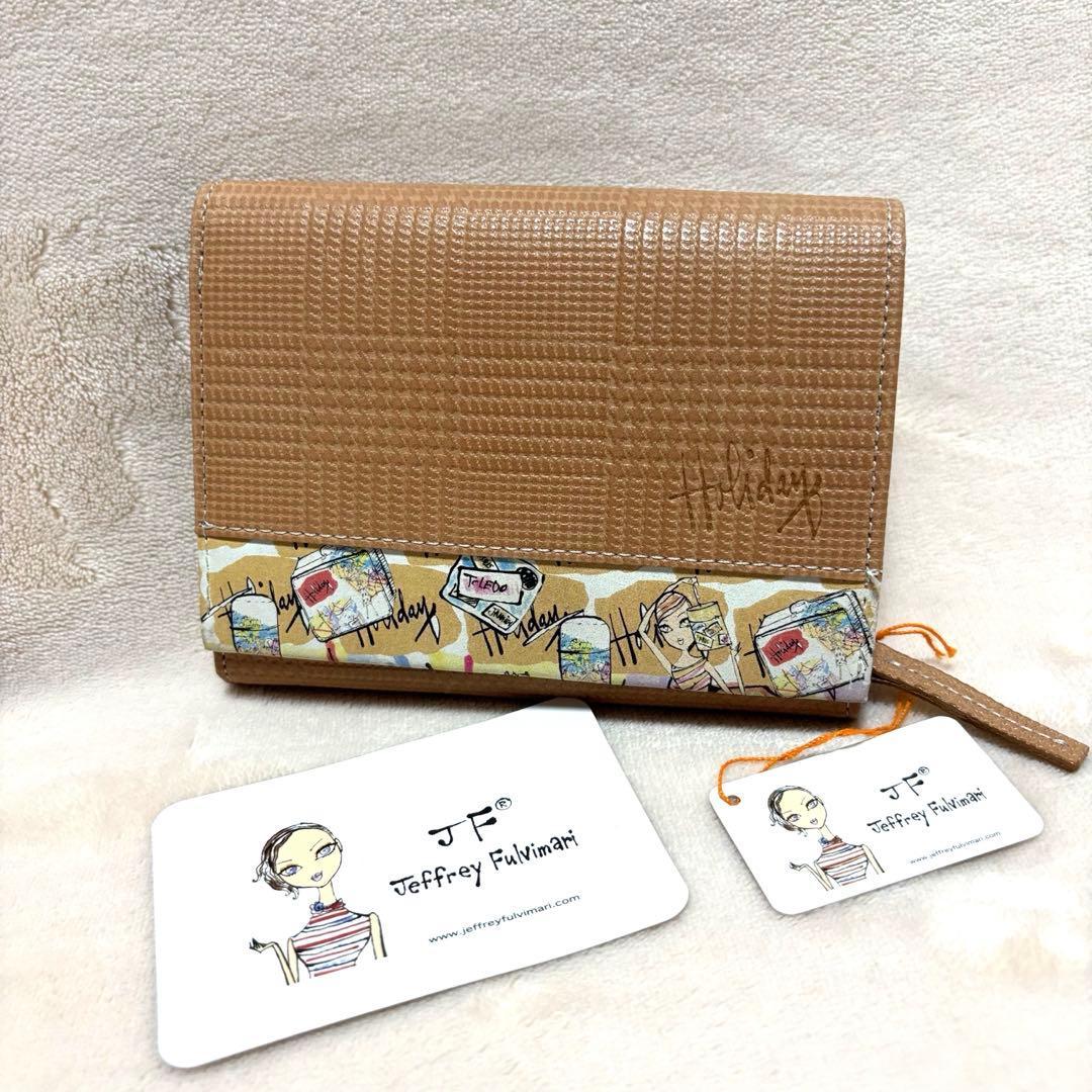 JeffreyFulvimari☆新品未使用　地図柄二つ折り財布牛革　折りたたみ