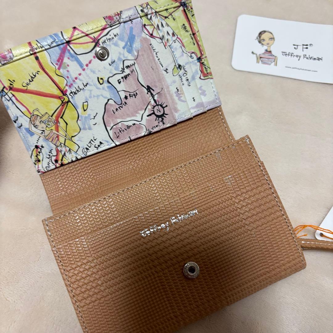JeffreyFulvimari☆新品未使用　地図柄二つ折り財布牛革　折りたたみ