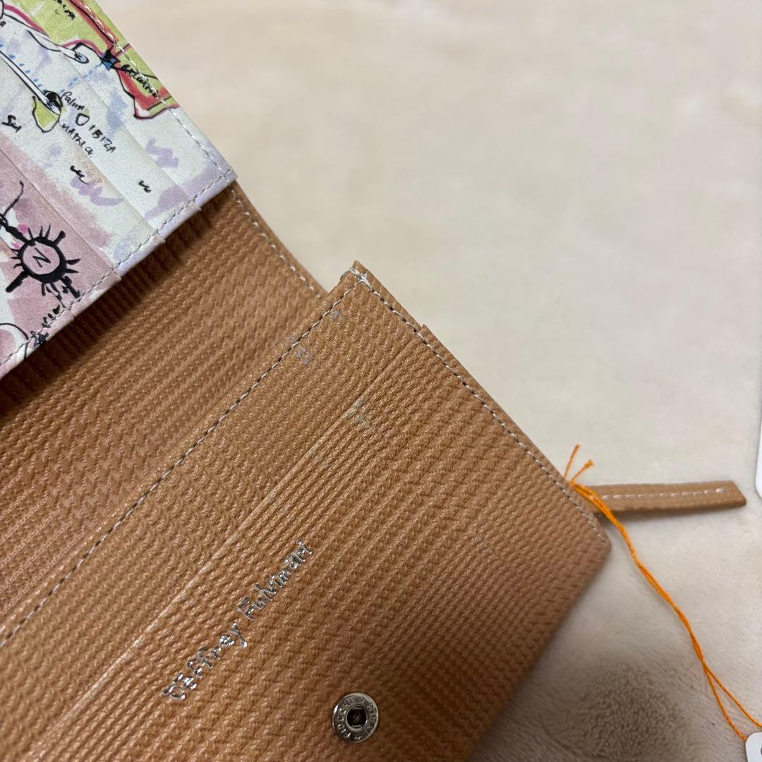 JeffreyFulvimari☆新品未使用　地図柄二つ折り財布牛革　折りたたみ