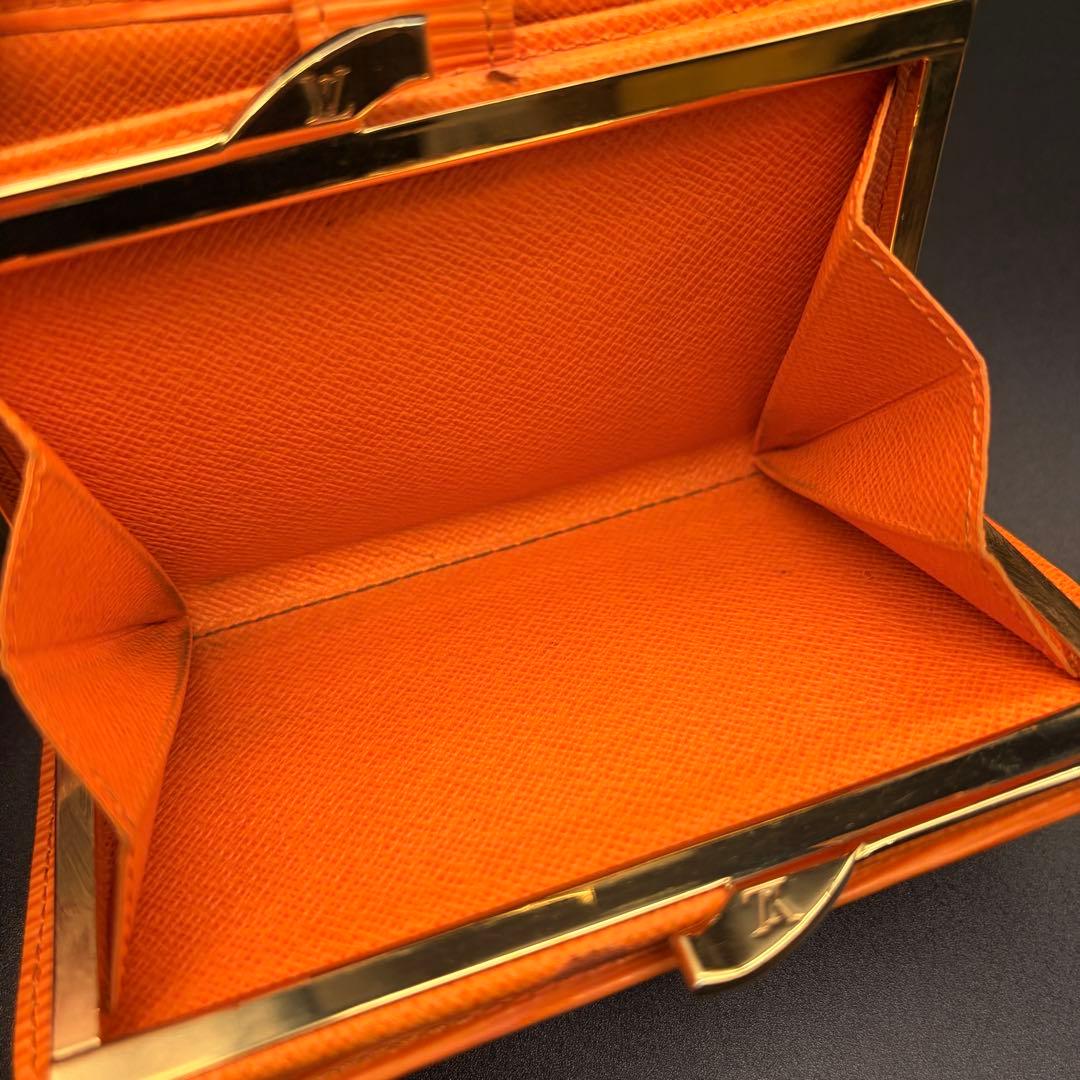 希少色 ルイ・ヴィトン エピ ポルトフォイユ・ヴィエノワ がま口財布 オレンジ