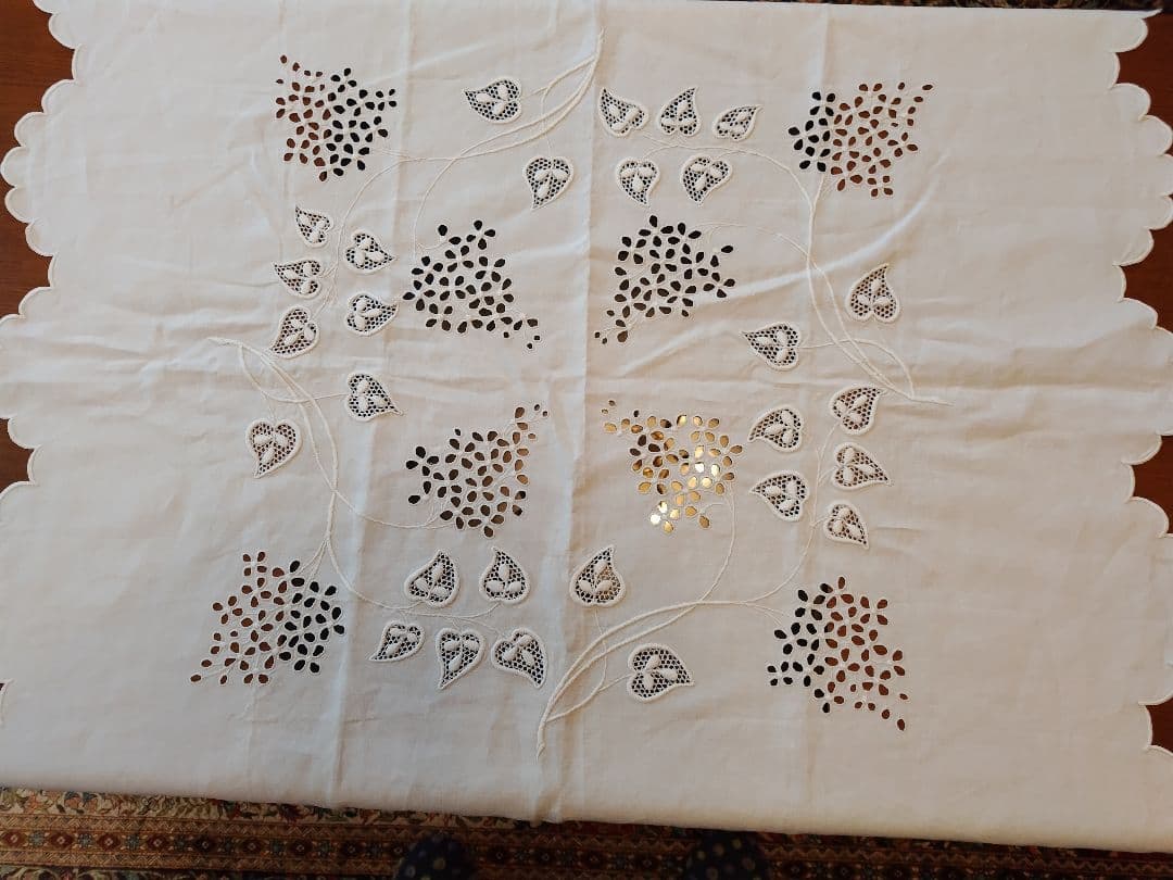 刺繍模様 テーブルクロスビンテージ