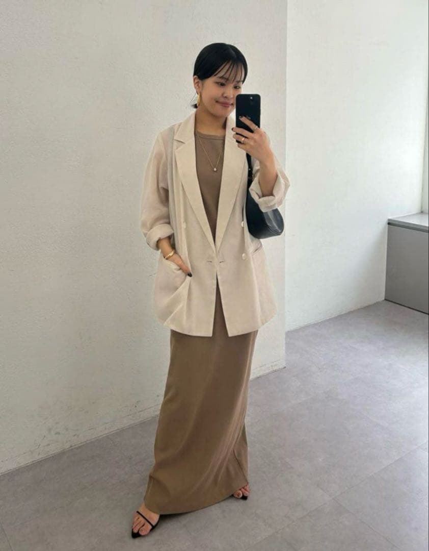 新品⭐︎ラウンジドレス　リネンライクシアージャケット アイボリー