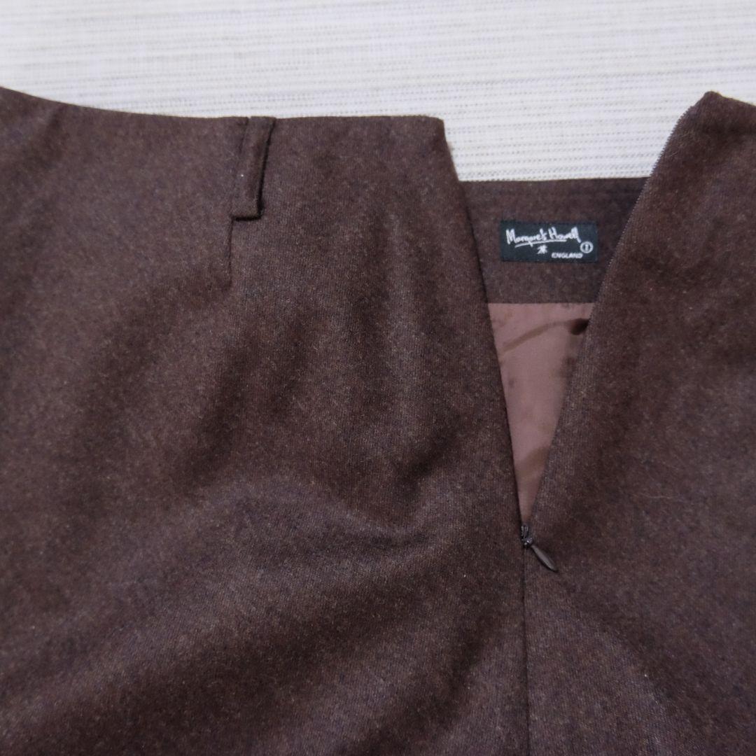 ​美品 マーガレットハウエル ウール100% ロングスカート ダークブラウン 1