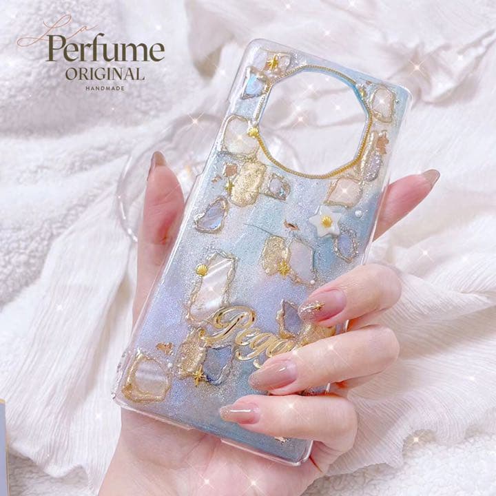 名入れ♡ニュアンスアートペイント✨キラキラグラデーション iPhoneケース