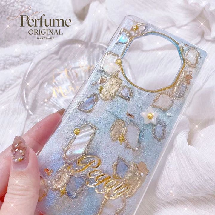 名入れ♡ニュアンスアートペイント✨キラキラグラデーション iPhoneケース