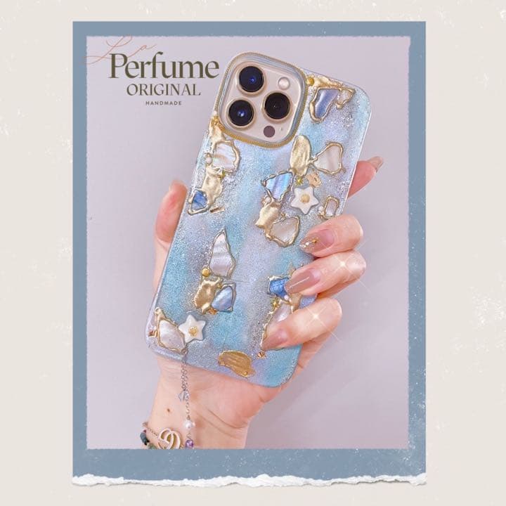 名入れ♡ニュアンスアートペイント✨キラキラグラデーション iPhoneケース