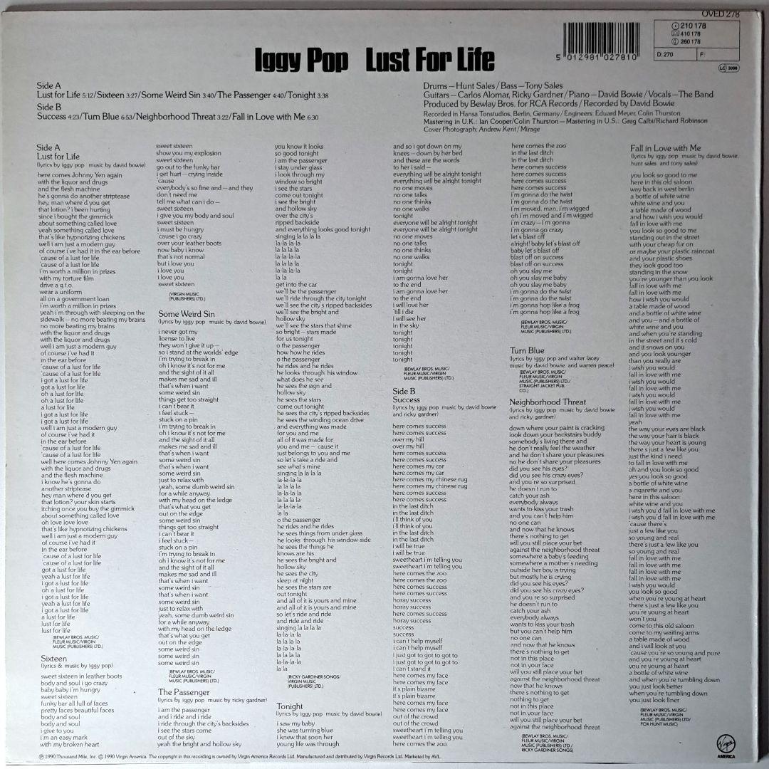 Iggy Pop　Lust For Life　レコード　LP　イギーポップ　再発