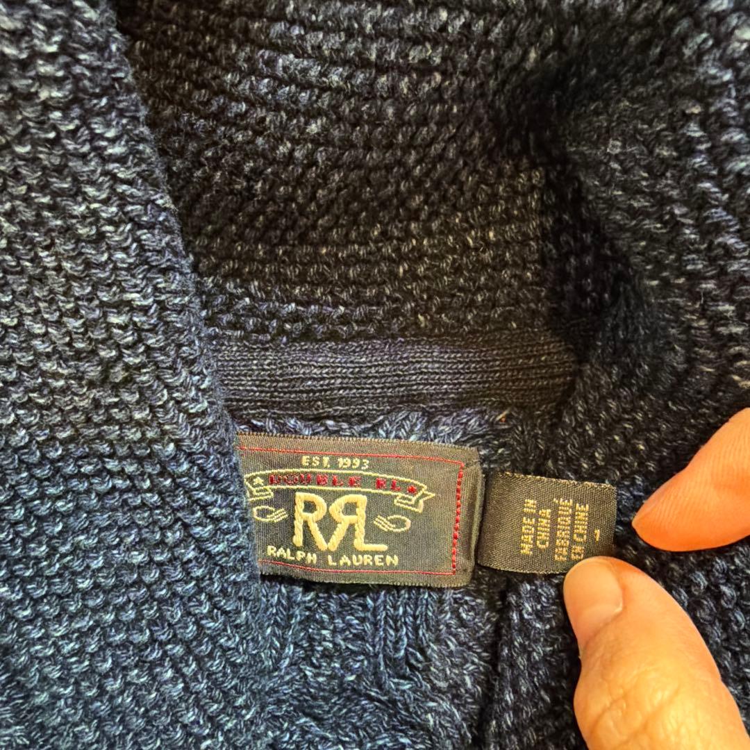 RRL コットン インディゴ ショールカラーカーディガン ダブルアールエル