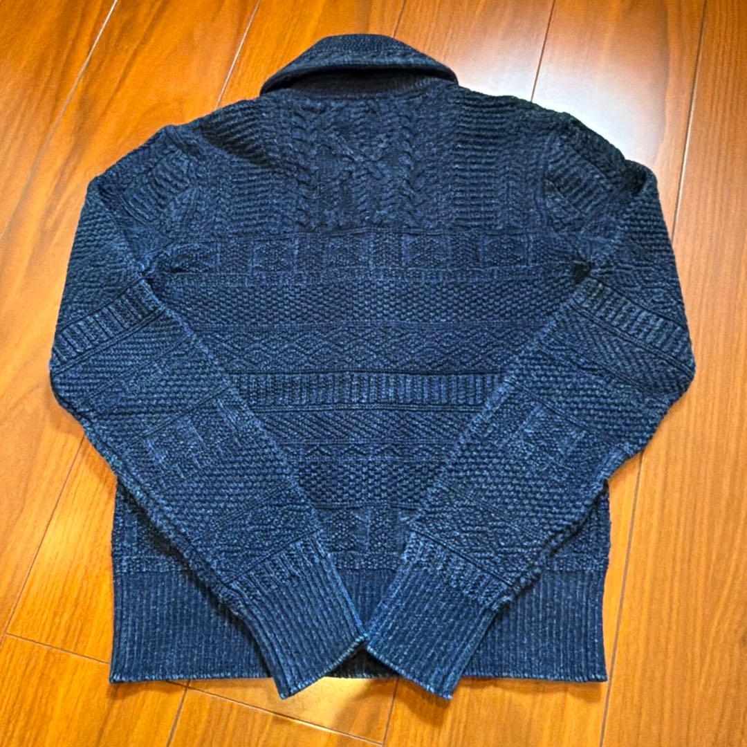 RRL コットン インディゴ ショールカラーカーディガン ダブルアールエル